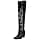 ISNOM Black Cowgirl Cowboy Boots for Women Thigh High Western Womens Over the Knee Tall Boots Chunky Heel Country Pointed Toe Wide Calf Embroidery Side Zipper Size 9