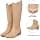 SHIBEVER Suede Knee High Cowboy Boots for Women Comfortable Tall Cowgirl Boots Zipper Low Heel Fall Winter Western Booties
