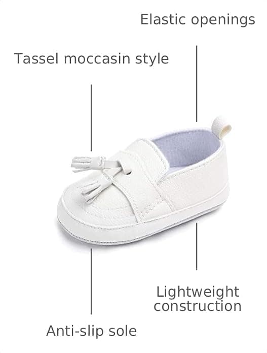 Csfry Infant Toddler Baby Boys Soft Moccasinss Crib Shoes White US5
