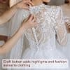 Carytalee 30PC White12.5mm Satin Fabric Cloth Covered Buttons with Shank Round for Wedding Bridal Dress Buttons DIY Sewing Clothing Dress Handmade Craft Buttons