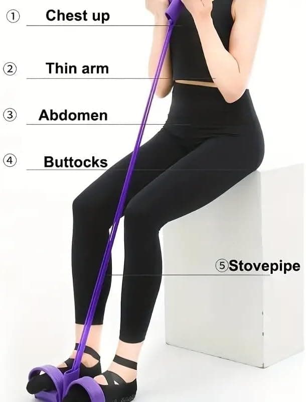21 Fitness Resistance Bands-4 Tube Pedal Ankle Puller,Pedal Resistance Band with Handle,Resistance Bands,Strength Training, Tummy, Waist, Arm, Leg Slimming, Home Gym Exercise Equipment (4 Tube)