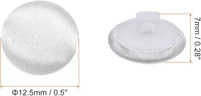 Carytalee 30PC White12.5mm Satin Fabric Cloth Covered Buttons with Shank Round for Wedding Bridal Dress Buttons DIY Sewing Clothing Dress Handmade Craft Buttons