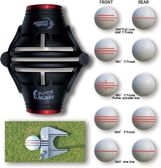 Vantico 1 pcs Golf Ball Line Drawing Tool, Professional Alignment Marker with Plastic Guide Template, Red Black Pen, for Putting Accuracy