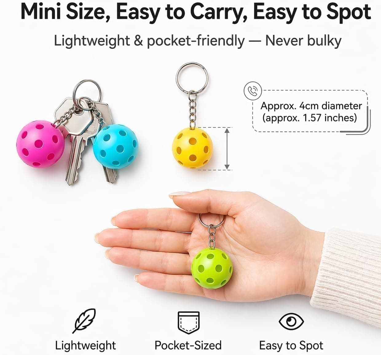 Pickleball Keychain Set 8/16/24/48 Pack - Fun Unique Gifts for Women Men & Lovers - Bulk Team Accessories Party Favors