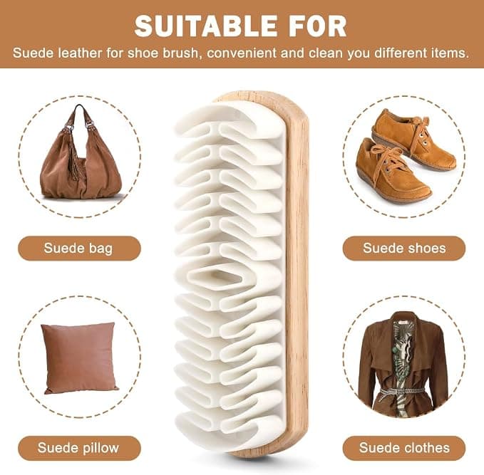 2pcs Suede Shoe Brush and Eraser Nubuck Brush Suede Eraser Rubber Suedes Brushs Cleaner for Shoes, Bags, Jacket, Purse, Sofa (Color:Wood)