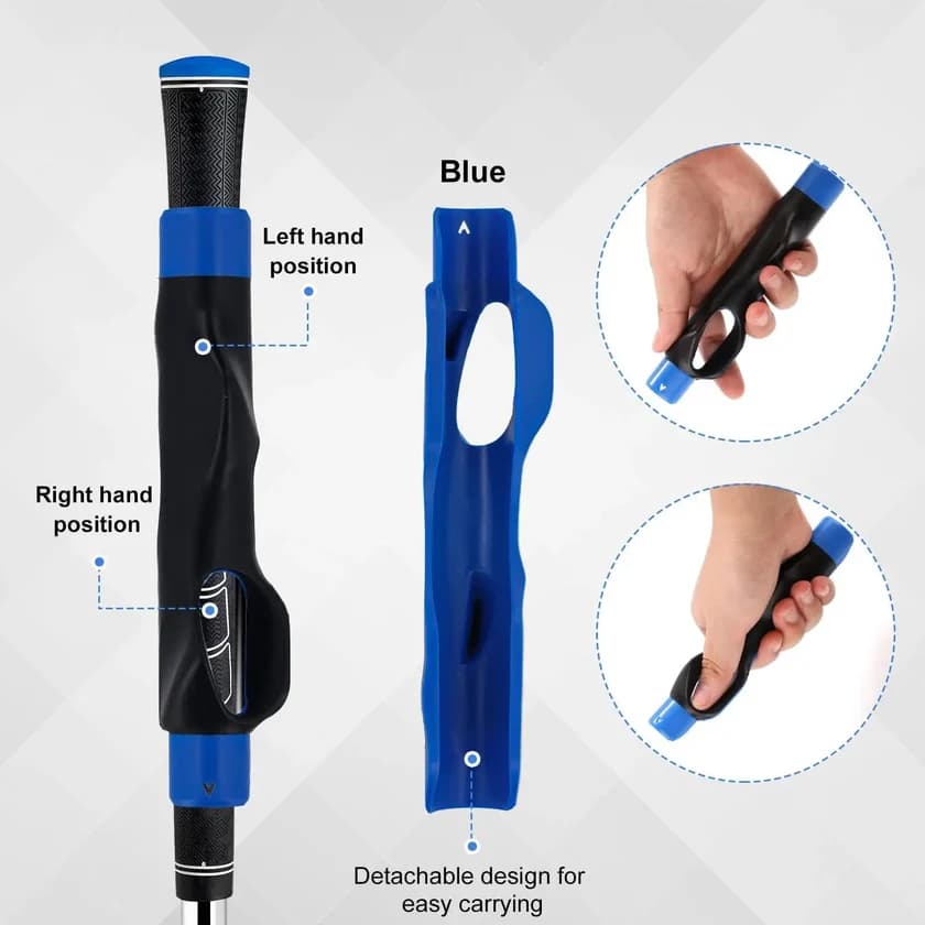 Golf Grip Trainer & Connection Band, Club Grip Trainer Aid Attachment and Swing Correcting Arm Band Kit for Right Handed Men Women Golfer Beginner Fix and Elbow Position(Blue)