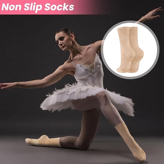 Twistover 5 Pairs Dance Non-slip Sock with Spin Spot Thin Sheer Ballet Dance Seamless Tight Sock for Women Girl Dancer(Xs)