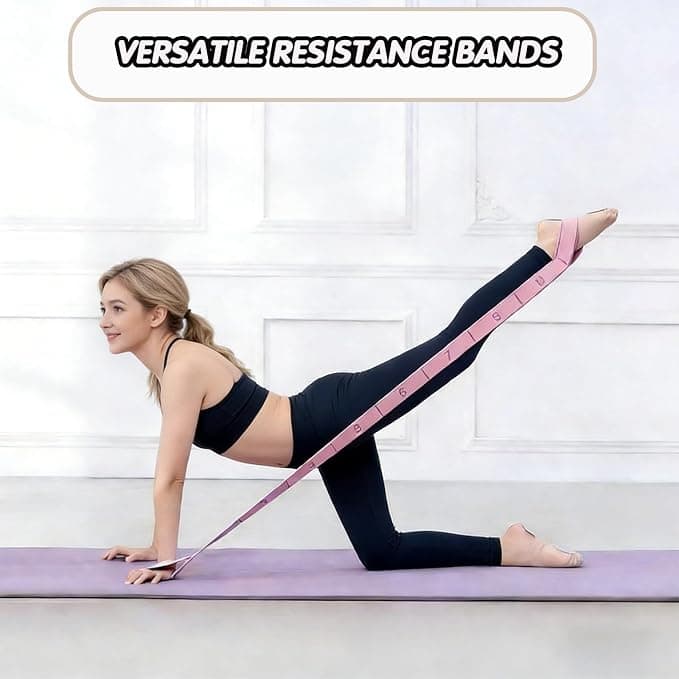 Fitness Resistance Bands with Handles, 2026 Upgrade Yoga Stretch Belt Band for Exercise, Numbered Elastic Fashion Puller for Women, Stretchy, Legs, Glute, Workout, Hip, Body Stretcher (Blue)