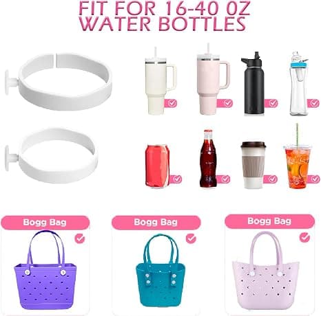 CHOULULUED Cup Holder for Bogg Bag Compatible with Stanley 30 oz 40 oz, Drink Holder for Simple Modern Rubber Beach Tote, Water Bottle Holder Attachment for XL Medium Small Bog Bag