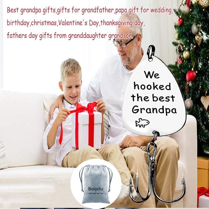 Grandpa Pawpaw Fishing Hooks Gifts for Fishermen Christmas Birthday Gifts We Hooked The Best Grandpa Fishing Lures Hook Angler Fishermen Granddad Retirements Gift Form Grandkid Granddaughter