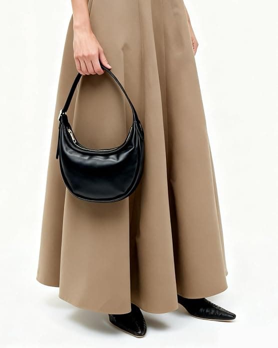 RosCelesty Crescent Shoulder Bag for Women PU Leather Small Crossbody Purse Adjustable Strap Half Moon Underarm Bag