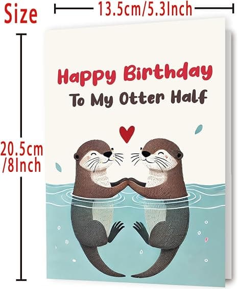 Mcduldul Wife Birthday Card | Wife Birthday Gift Ideas form Husband | Cute Otter Gifts for Women Her