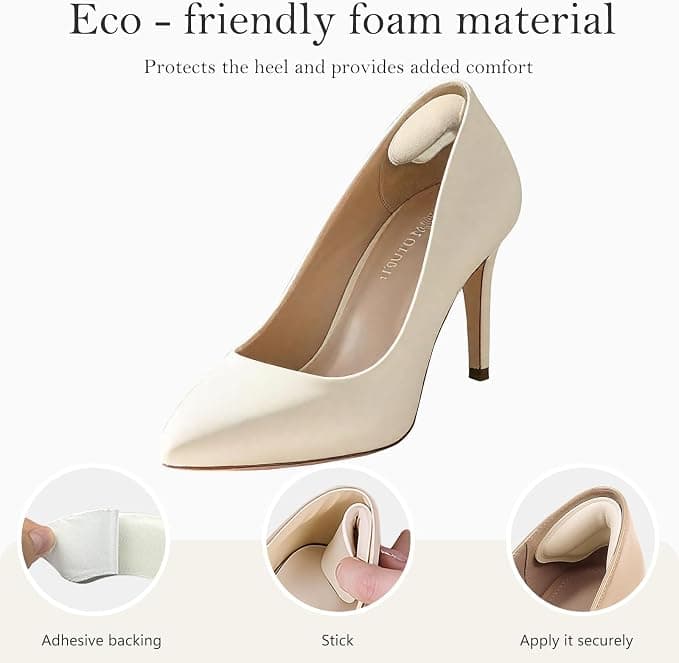 10 Pairs Heel Pads for Shoes, Soft Elastic Foam Shoe Heel Pad to Prevent Heel Chafing, Heel Grips for Sneakers and Boots Shoes Too Big, Beige and Black