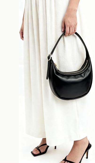 RosCelesty Crescent Shoulder Bag for Women PU Leather Small Crossbody Purse Adjustable Strap Half Moon Underarm Bag