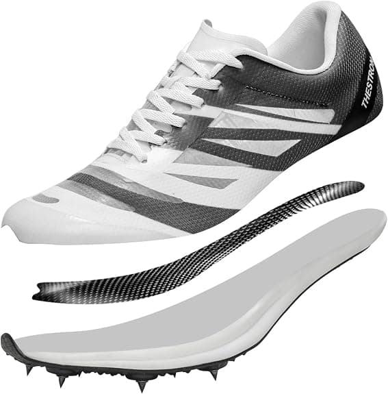 Men Women Track and Field Shoes Kids Spikes Track Sneakers Boys Girls Running Nail Footwears (8.5,Black)