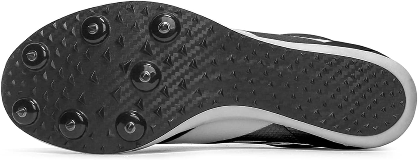 Men Women Track and Field Shoes Kids Spikes Track Sneakers Boys Girls Running Nail Footwears (8.5,Black)