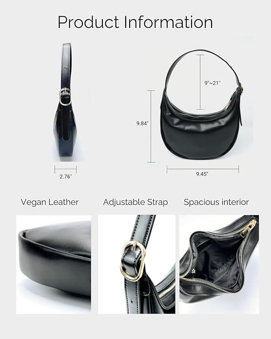 RosCelesty Crescent Shoulder Bag for Women PU Leather Small Crossbody Purse Adjustable Strap Half Moon Underarm Bag