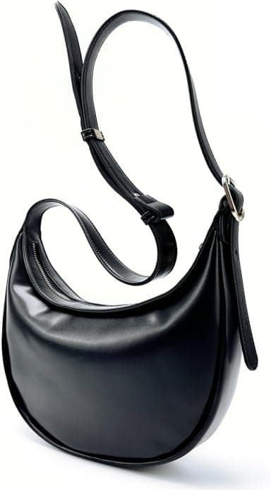 RosCelesty Crescent Shoulder Bag for Women PU Leather Small Crossbody Purse Adjustable Strap Half Moon Underarm Bag