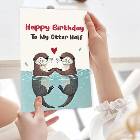 Mcduldul Wife Birthday Card | Wife Birthday Gift Ideas form Husband | Cute Otter Gifts for Women Her