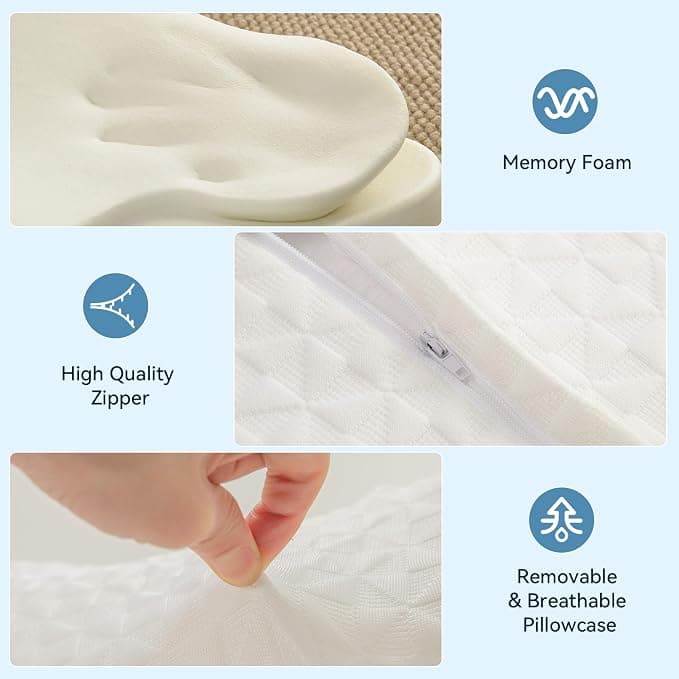 SIEMOUR Ergonomic Cevical Pillow for Neck Pain Relief, Contour Memory Foam Neck Support Pillow for Side, Back and Stomach Sleeper