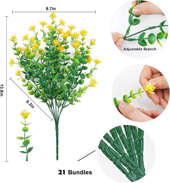 WEAUSUP 21 Bundles Artificial Outdoor Flowers Fake Plants & Greenery