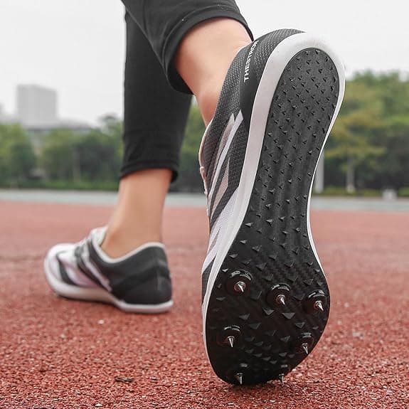 Men Women Track and Field Shoes Kids Spikes Track Sneakers Boys Girls Running Nail Footwears (8.5,Black)