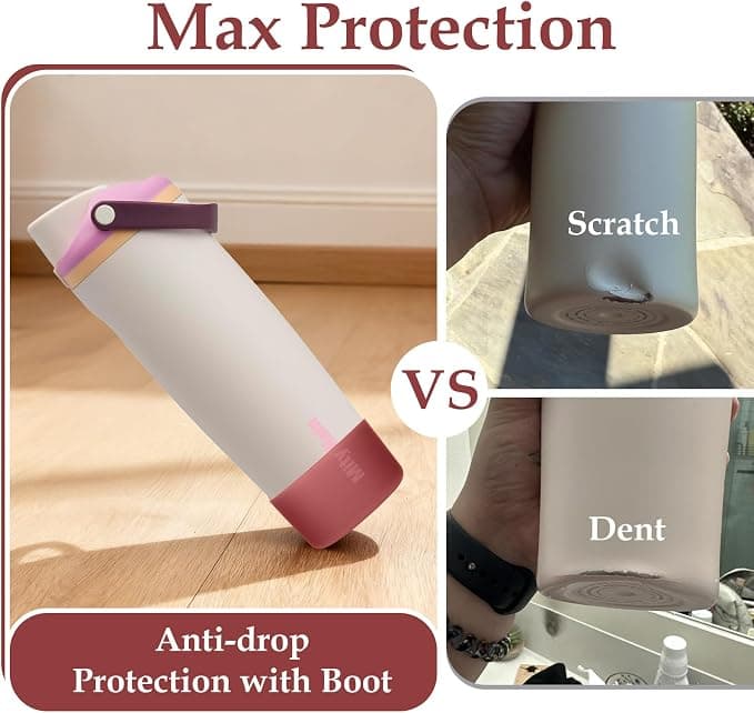 Mity rain 2PCS Silicone Boot for Owala Water Bottle 30 40 oz Accessories, Translucents Boot for FreeSip Sway/Twist, Anti-Slip Protective Sleeve Bottom Protector(Black Cherry)