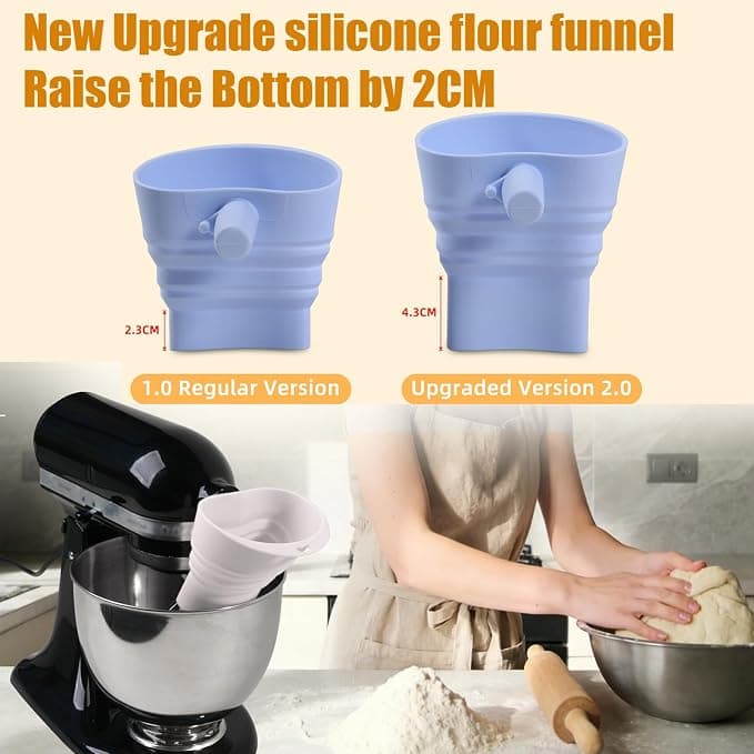 Flour Funnel for Kitchen Aid Mixer,Kitchenaid Attachments for Stand Mixer,Pour Spout for Kitchenaid Mixer,Cookie Countess Flour Funnel for Kitchen Aid,Perfect for Baking, Easy to Use, and Clean
