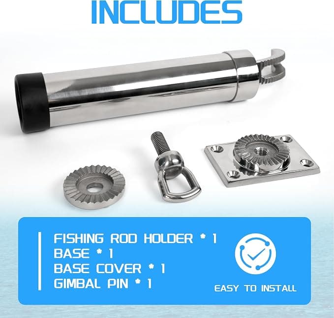 Xinkunmarine Fishing Rod Holder for Boat, 316 Stainless Steel Adjustable Fishing Pole Holder, Marine Quality Deck Mount Trolling Rod Holder for Boat Yacht