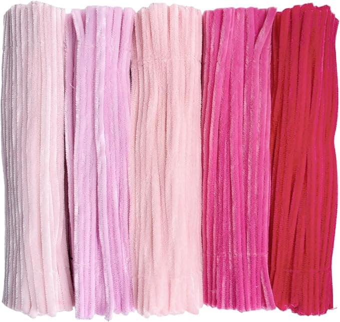 Pink Pipe Cleaners Craft Supplies Chenille Stems for Handmade Gift Flower Bouquet DIY Art and Craft Projects (6 mm x 12 Inch)，500pcs Pink