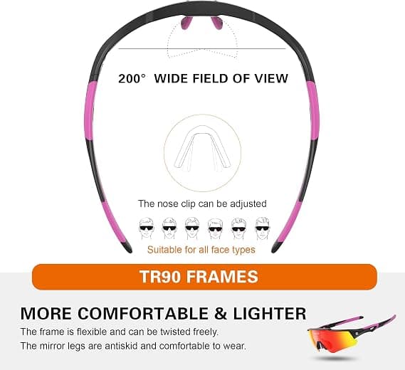 suoso Sports Cycling Sunglasses for Men: Lightweight UV Protection Polarized Sun Glasses for Youth Baseball Softball Running
