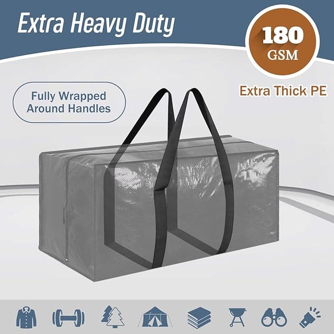 Demao Black Large Moving Bags,6 Pack Heavy Duty Storage Bags,Packing Bag with Handles & Zippers,Foldable Moving Tote Storage Box for Clothes,Relocation,College Dorm & Travel Storage-Moving Essentials