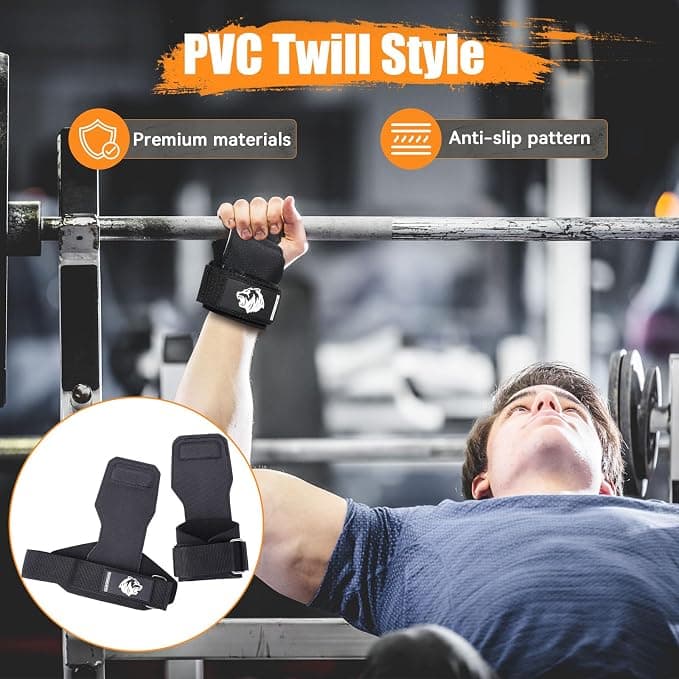 ZCFLCK 1 Pair Weight Lifting Wrist Straps, Lifting Pull Up Grips for Deadlifts and Powerlifting, Double Layer Leather Wrist Straps to Protect Wrists, Adjustable Gym Workout Gloves for Men & Women