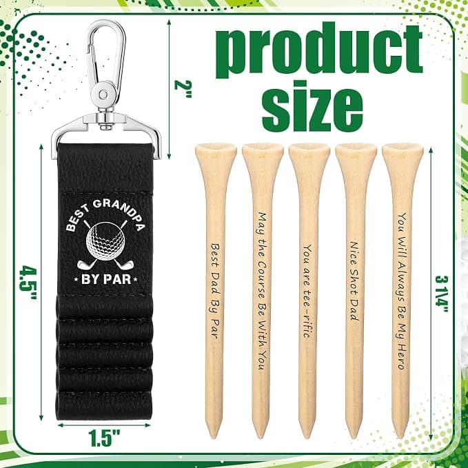 Ceenna 5 Pcs Father's Day Golf Tees Holder Set Wooden Tees Birthday Golf Gift for Men Grandpa from Daughter Son(Best Grandpa by Par)
