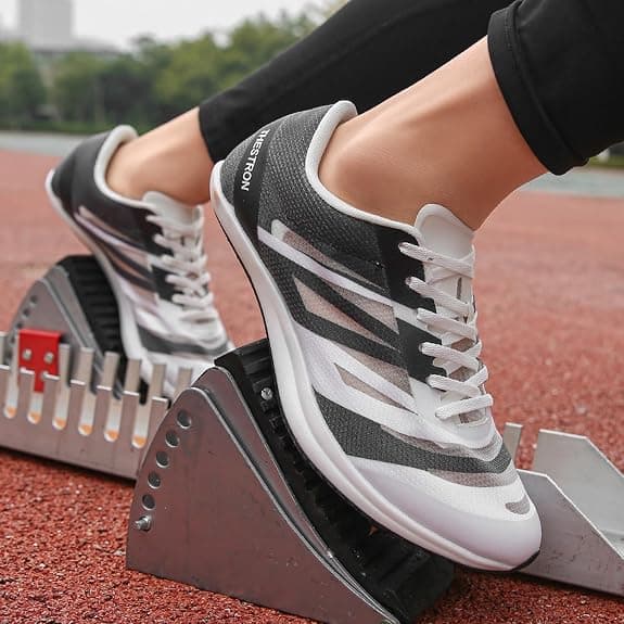 Men Women Track and Field Shoes Kids Spikes Track Sneakers Boys Girls Running Nail Footwears (8.5,Black)