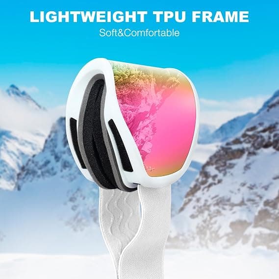 suoso OTG Ski Goggles for Men and Women, UV400 Protection Anti Fog Snowboard Goggles for Youth Adult Helmet Compatible