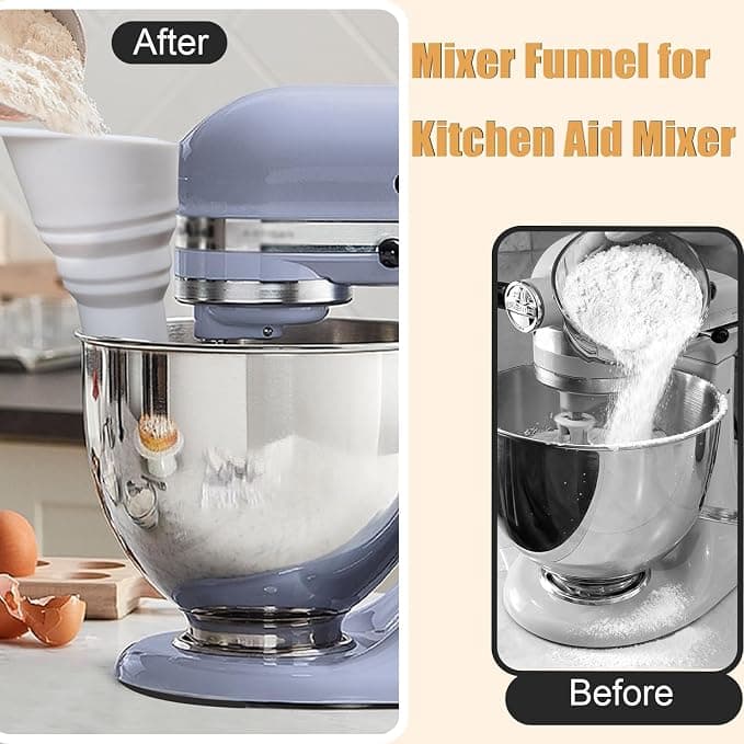 Flour Funnel for Kitchen Aid Mixer,Kitchenaid Attachments for Stand Mixer,Pour Spout for Kitchenaid Mixer,Cookie Countess Flour Funnel for Kitchen Aid,Perfect for Baking, Easy to Use, and Clean