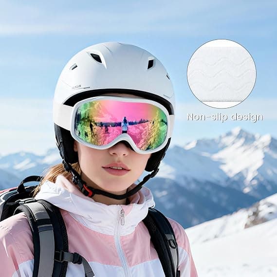 suoso OTG Ski Goggles for Men and Women, UV400 Protection Anti Fog Snowboard Goggles for Youth Adult Helmet Compatible