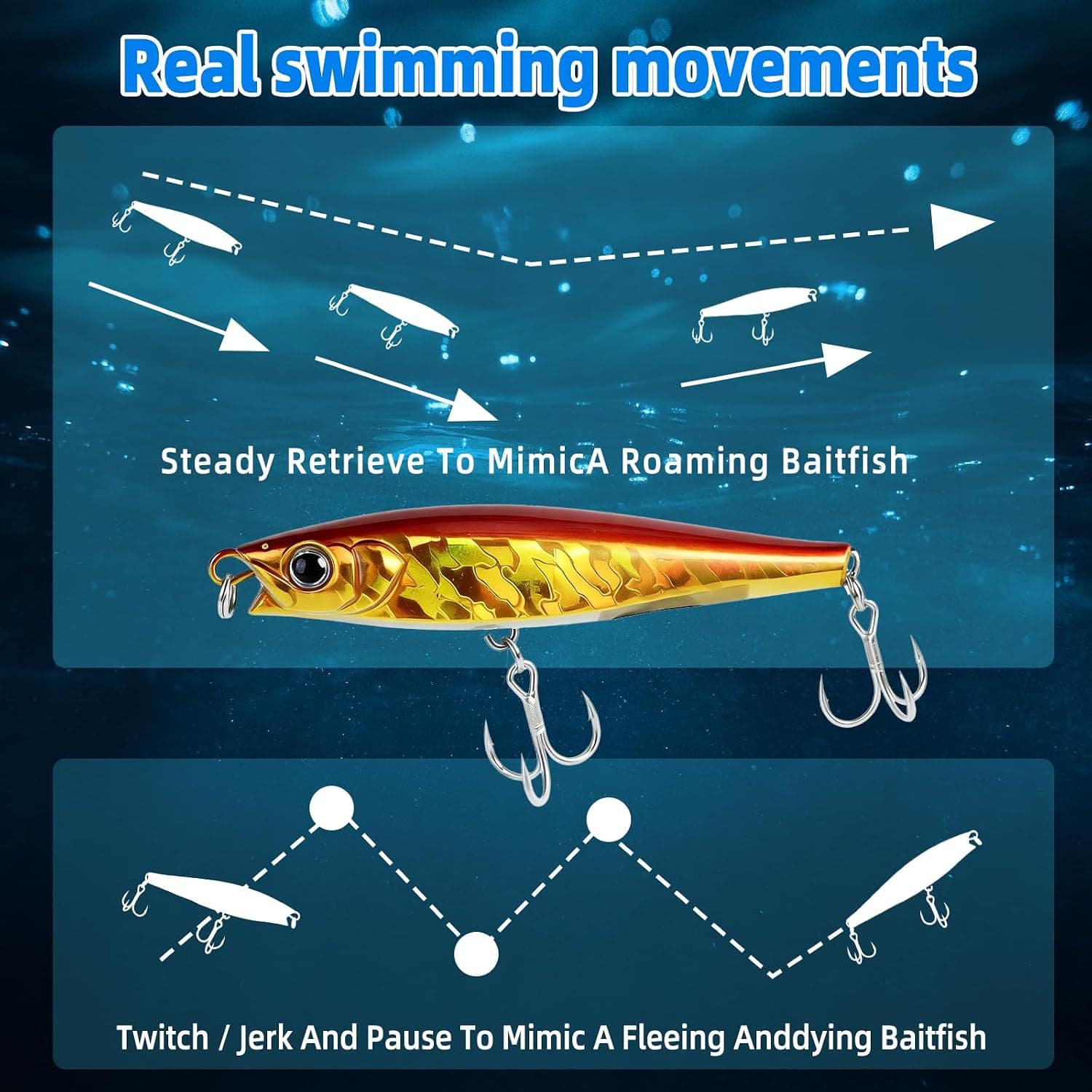 MYSOAS Jerkbait Fishing Lure Minnow 119S, Slow Sinking Saltwater Surf Fishing Lures with Tungsten Weight, Long Cast System, Through-Wire Construction, BKK 4X Hooks, for Halibut Striped Bass Surf Perch