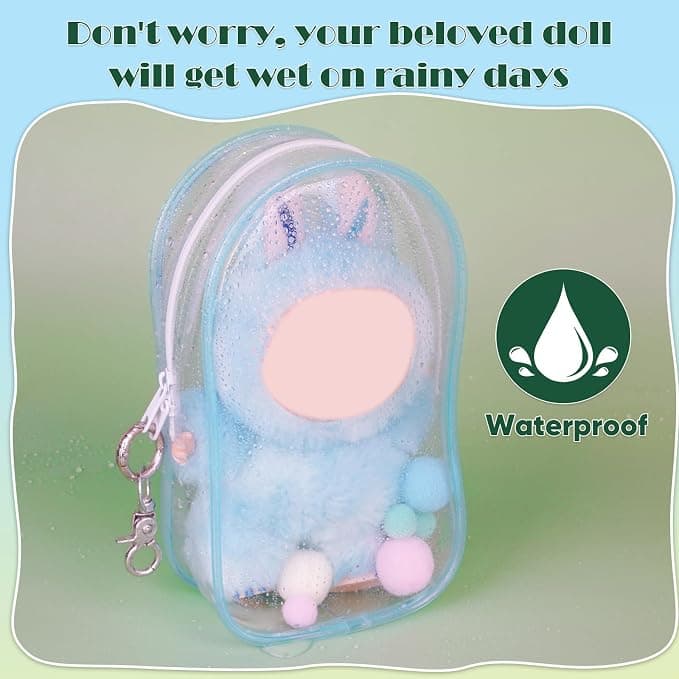 2PCS Clear Figure Display Bag Case for LABU,Cases for Blind Box Doll,Protective Case for Plush Doll,Doll Storage Bag,Clear Hanging Display Case Suitable for Dolls Under 17 CM