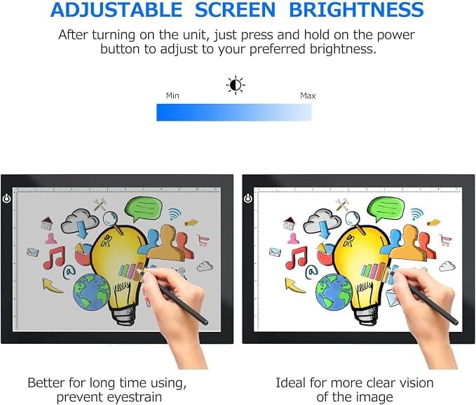 Black A4 Dimmable LED Artcraft Light Box Tracer Slim Light Pad Portable Tablet, USB Power Cable Copy Drawing Board Tracing Table for Artists Designing, Animation, Sketching, Stenciling X-ray Viewing