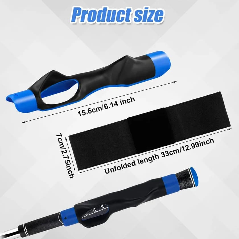Golf Grip Trainer & Connection Band, Club Grip Trainer Aid Attachment and Swing Correcting Arm Band Kit for Right Handed Men Women Golfer Beginner Fix and Elbow Position(Blue)