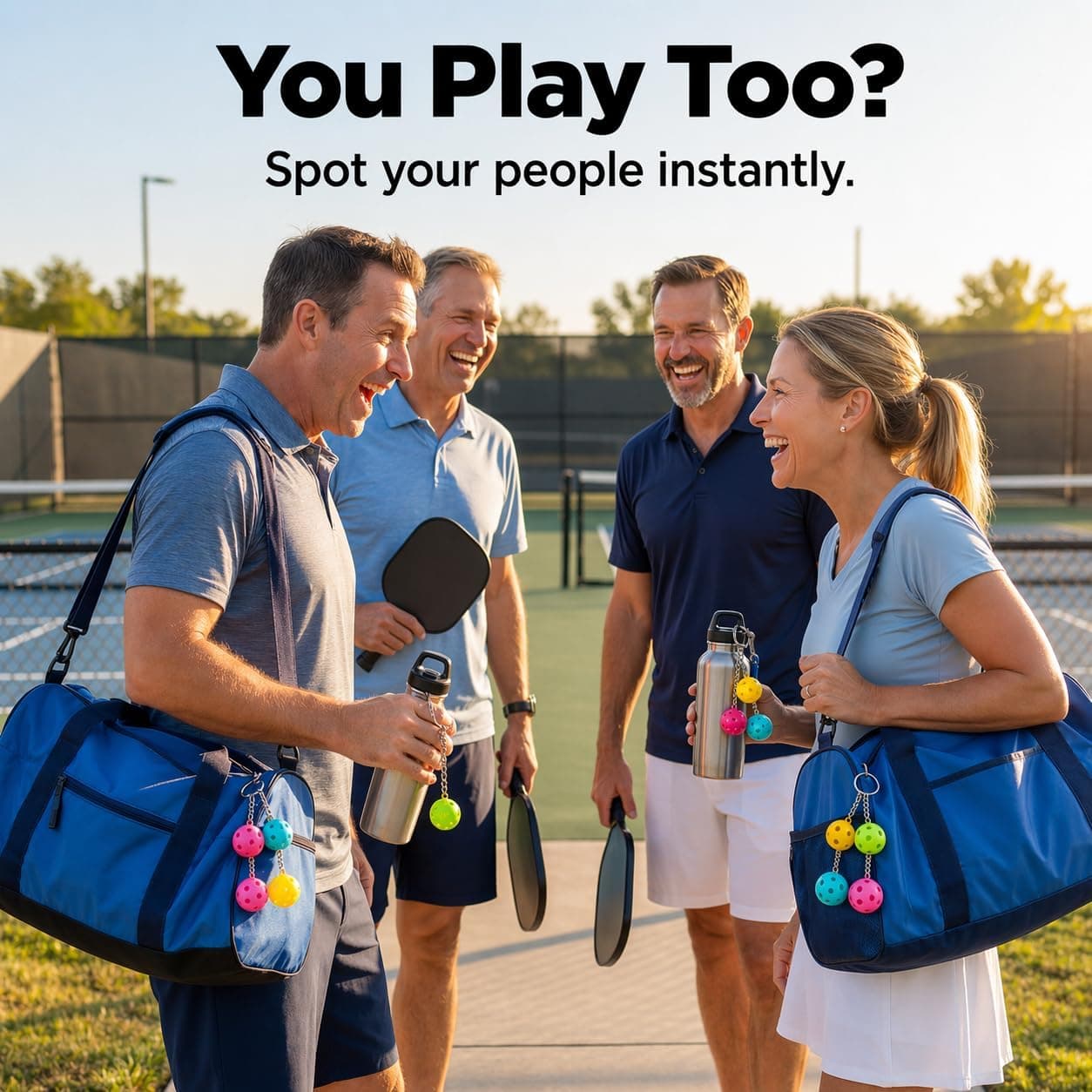 Pickleball Keychain Set 8/16/24/48 Pack - Fun Unique Gifts for Women Men & Lovers - Bulk Team Accessories Party Favors