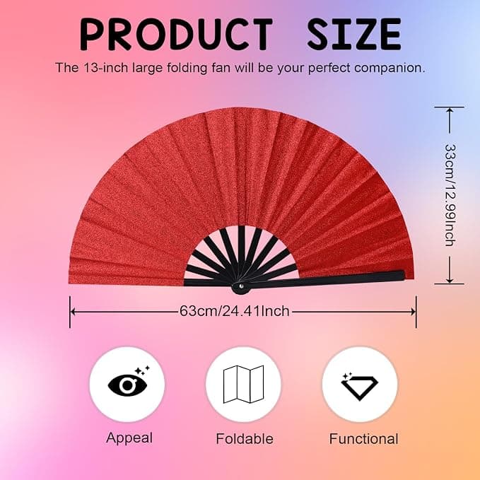Clacking Fans for Line Dancing Popping Fan Boots on The Ground Fan Folding Hand Fans for Club,Performance,Party,Festivals Dance Enthusiasts Gift (Red)