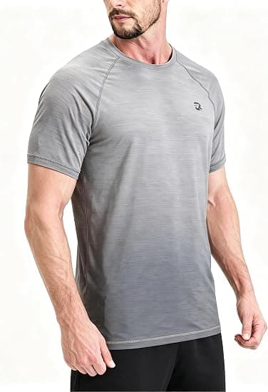 EZRUN Men's UPF 50+ Swim Shirt Quick Dry Rash Guard | UPF 50+ Gradient Shirt Blocks Harmful UV Rays. Quick-dry, Chafe-free Fabric is Perfect for Surfing, Gym & Beaches