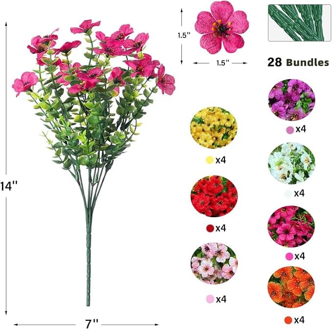 WEAUSUP 28 Bundles Silk Daisy Artificial Flowers Outdoor Fake Plants