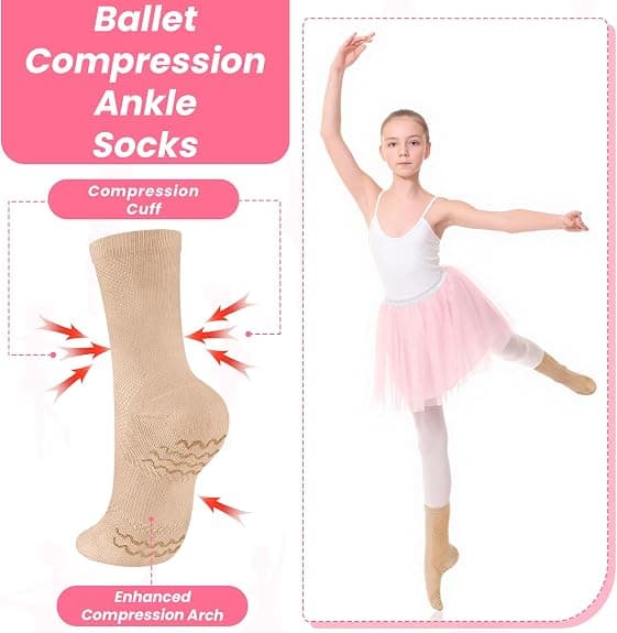 Twistover 5 Pairs Dance Non-slip Sock with Spin Spot Thin Sheer Ballet Dance Seamless Tight Sock for Women Girl Dancer(Xs)