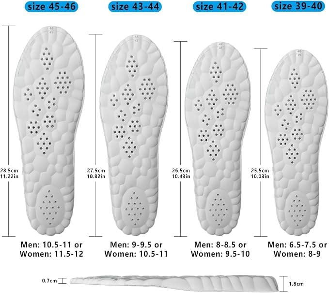 Insoles for Women Man, 4D Cloud Like Soles Memory Foam Insoles, Fatigue Release, Pain Relief, Comfort Cushion Replacement Everyday Shoe Insert (1 Pair, Women 5-8.5)