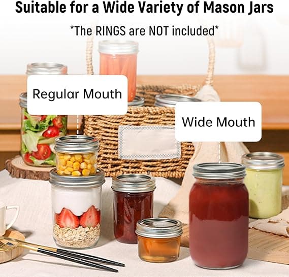 UR ADVANCE 50PCS Canning Lids - 25 Wide Mouth(3.31") & 25 Regular Mouth(2.67") Mason Jar Lids, Vacuum Seal for Ball, Kerr Jars, Compatible with Electric Vacuum Sealers, Food Grade Canning Supplies