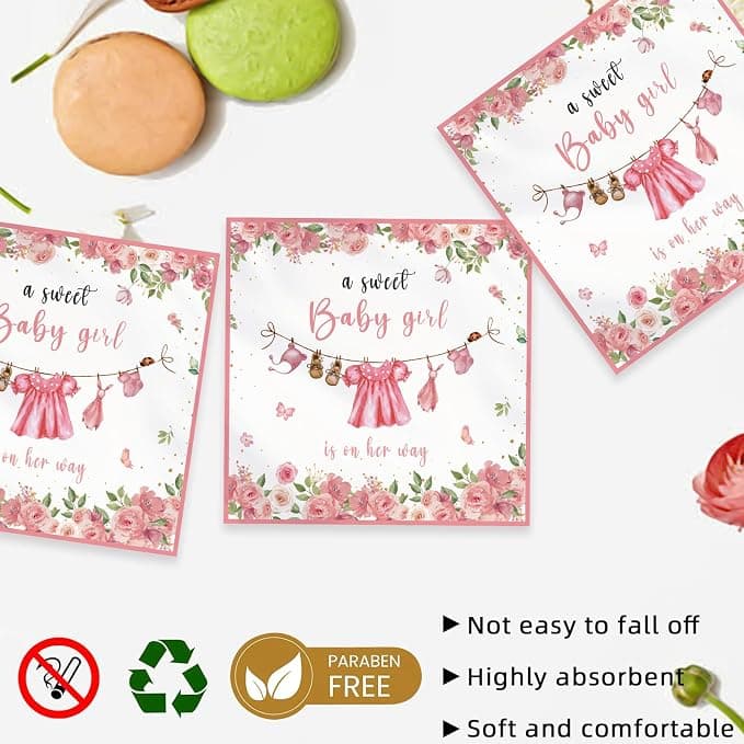 Kilyparty 40pcs Greenery Gender Reveal Baby Shower Supplies Party Boho Greency Party Decorations Tableware Set Dessert Plates Napkins for 20 Guests (Pink)